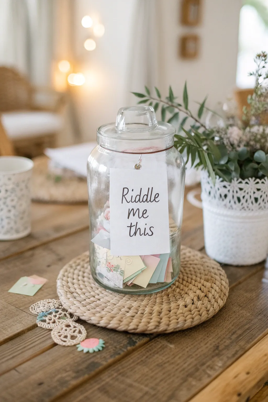 Unlock curiosity with a riddle-filled tip jar! Perfect for those who love a touch of mystery and charm.