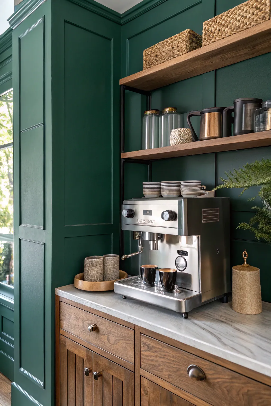 Elevate your coffee ritual with a pop of deep green elegance.