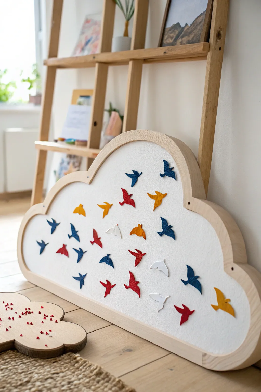Elevate your space with a touch of whimsy: Birds in the Clouds, where simplicity meets bold beauty.