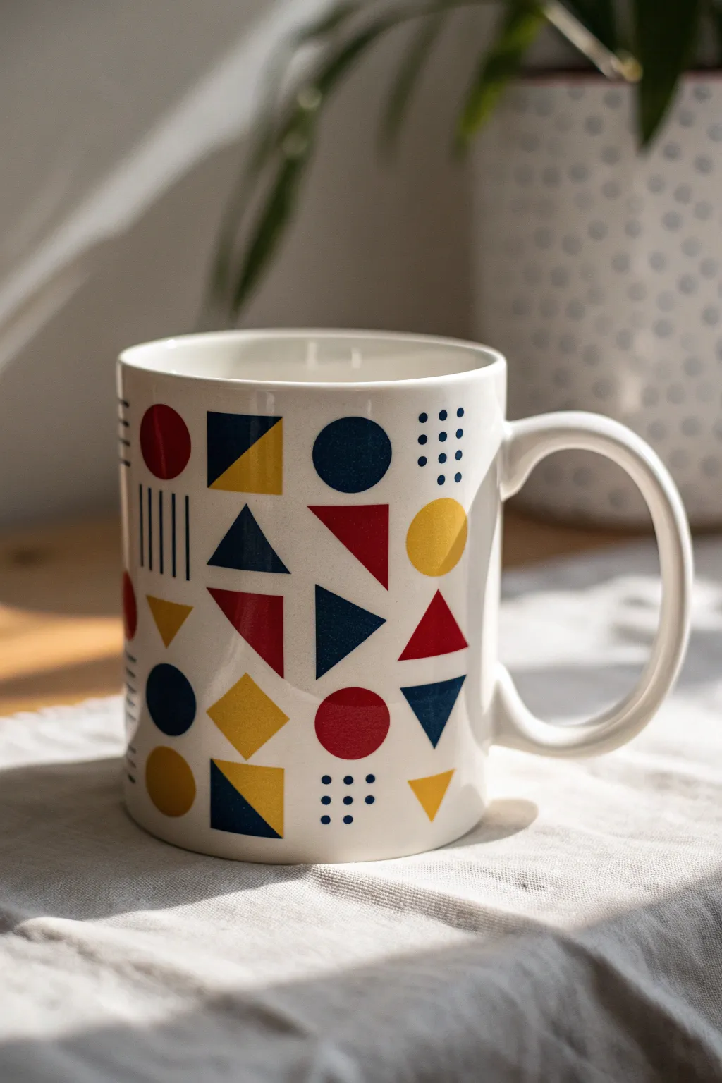 Sip your coffee in style with abstract art that dances across your mug!