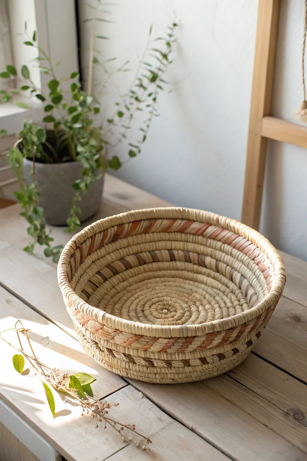 Embrace sustainable style with this elegantly woven coil basket, crafted from eco-friendly materials for a touch of natural beauty.