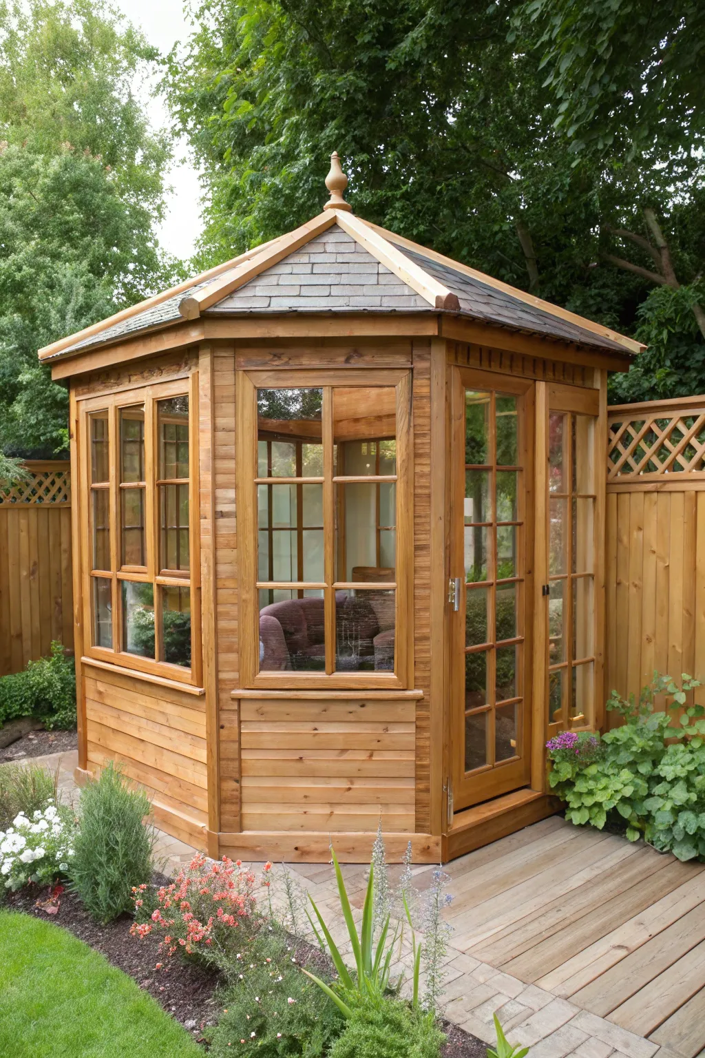 Craft Your Own Sunlit Sanctuary: Let natural light inspire creativity in this beautifully designed corner shed.