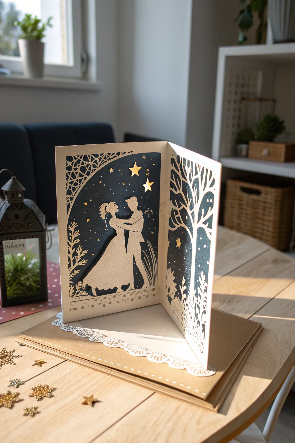 Captivate with a handmade surprise: A pop-up card that dances under the stars. 🌟✨ #DIYDelight #ScandiBohoCharm