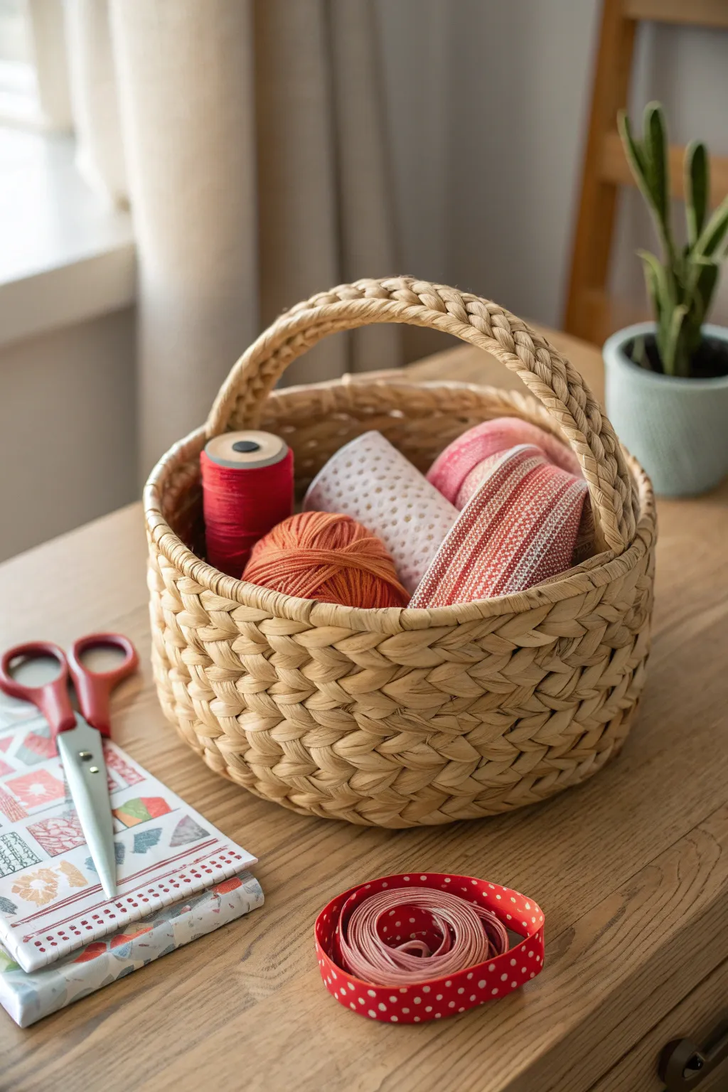 Unleash your creativity with a themed craft basket that marries Scandinavian simplicity and Boho flair. 🌿✨