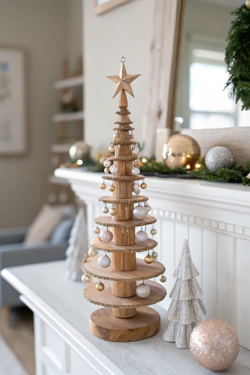 Embrace the festive season with a touch of minimalist elegance—handcrafted spindle trees for your mantel.