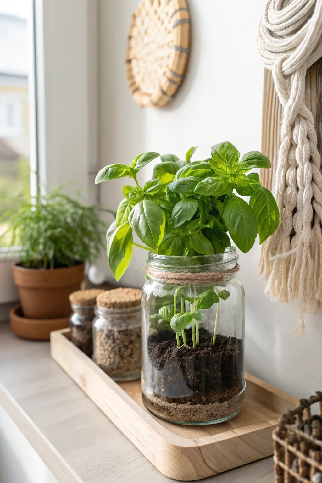 Elevate your kitchen with a touch of nature—mason jar herb gardens bringing simplicity and freshness indoors.