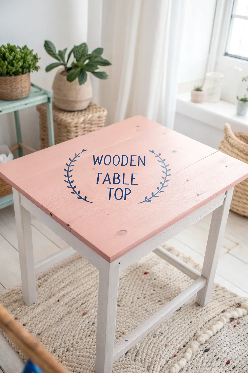 Add a personal touch to your space with a stenciled quote on a minimalist, boho-inspired table top.