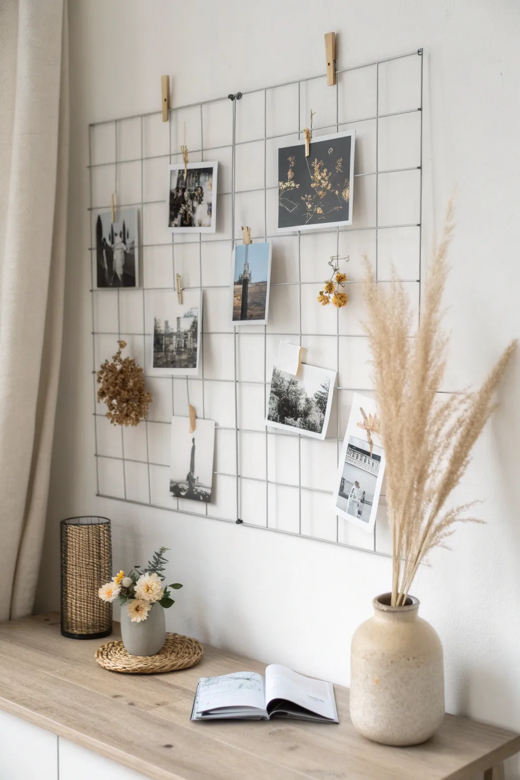 Elevate your space with a chic Minimalist Wire Grid – where simplicity meets creative flair.
