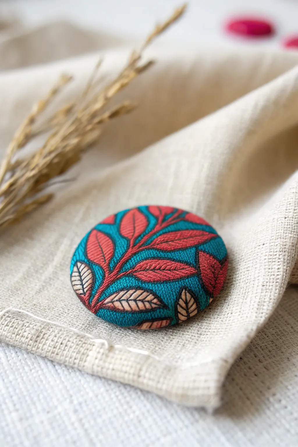 Add a pop of personality with custom fabric-covered buttons, the perfect blend of minimalist charm and boho flair.
