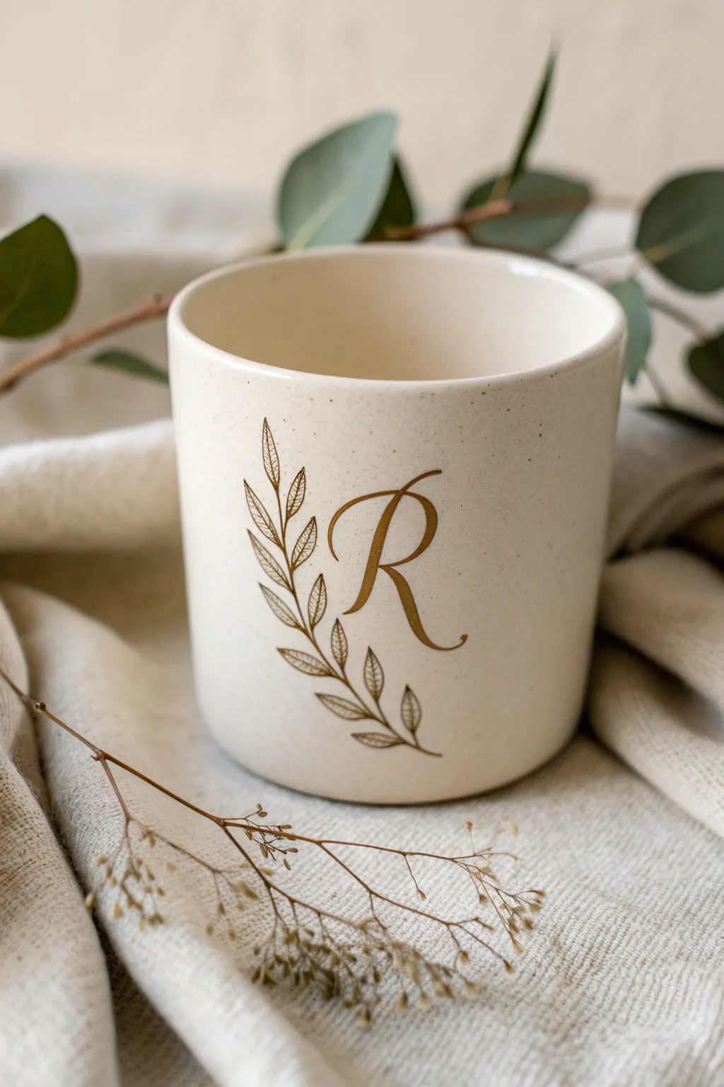 Capture the serenity of nature with these exquisite monogrammed cups, perfect for the minimalist soul.
