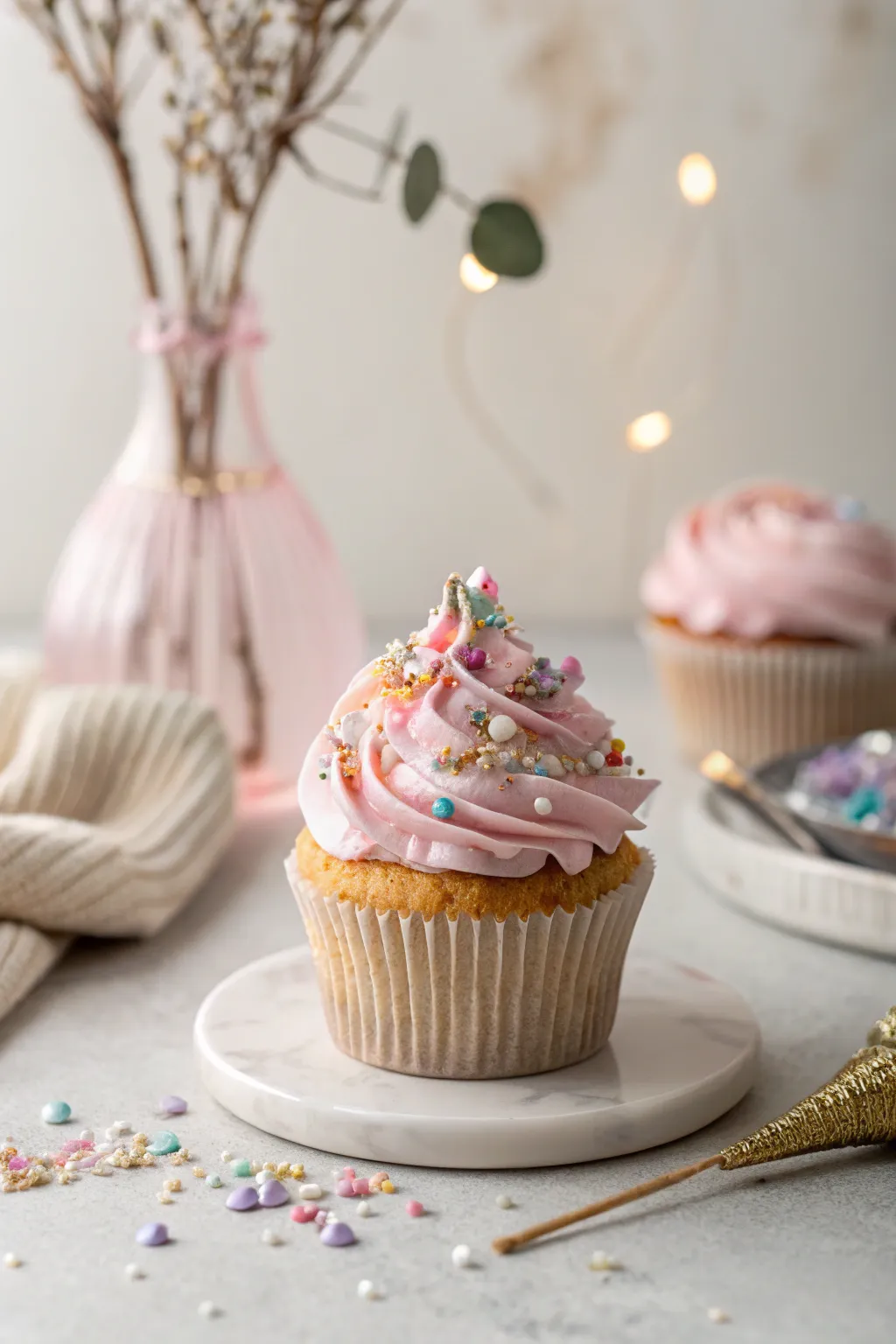 Add a touch of sparkle to your Valentine's Day with this charming sequin-adorned cupcake!