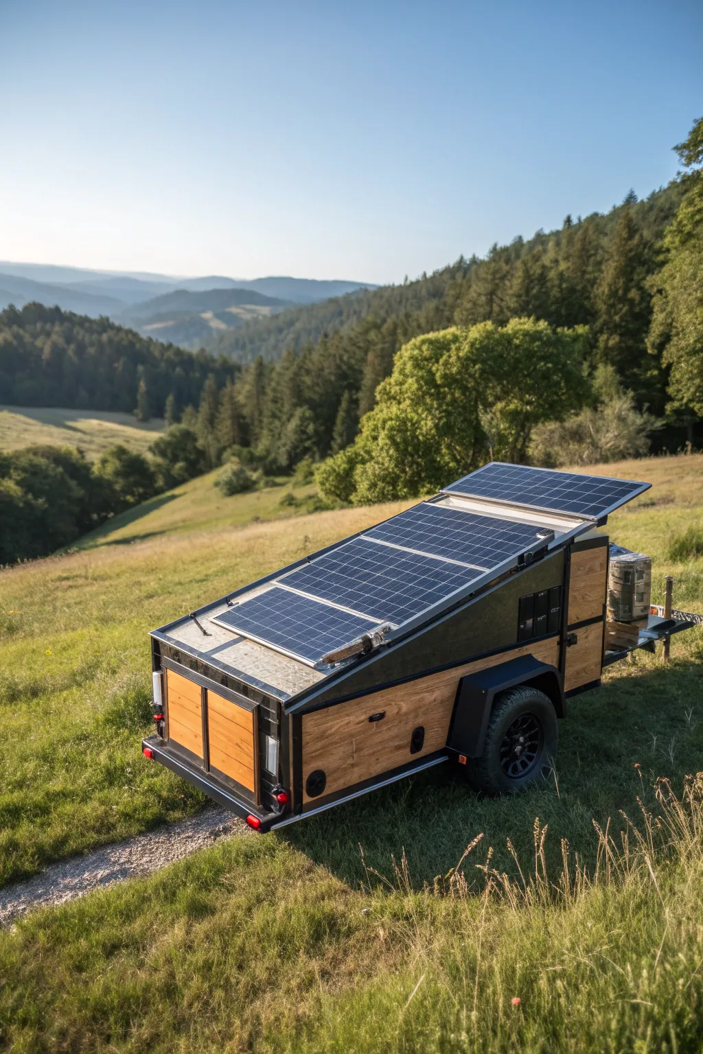 Harness the power of the sun with this expertly crafted solar charging system for your landscape trailer.