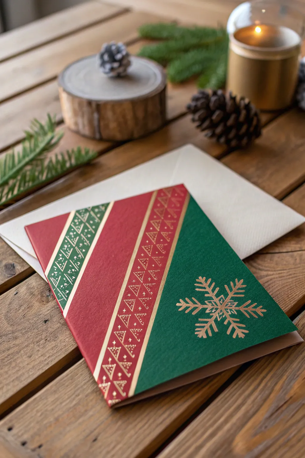 Embrace festive elegance with minimalist Christmas card designs that pop with bold colors and a golden touch.