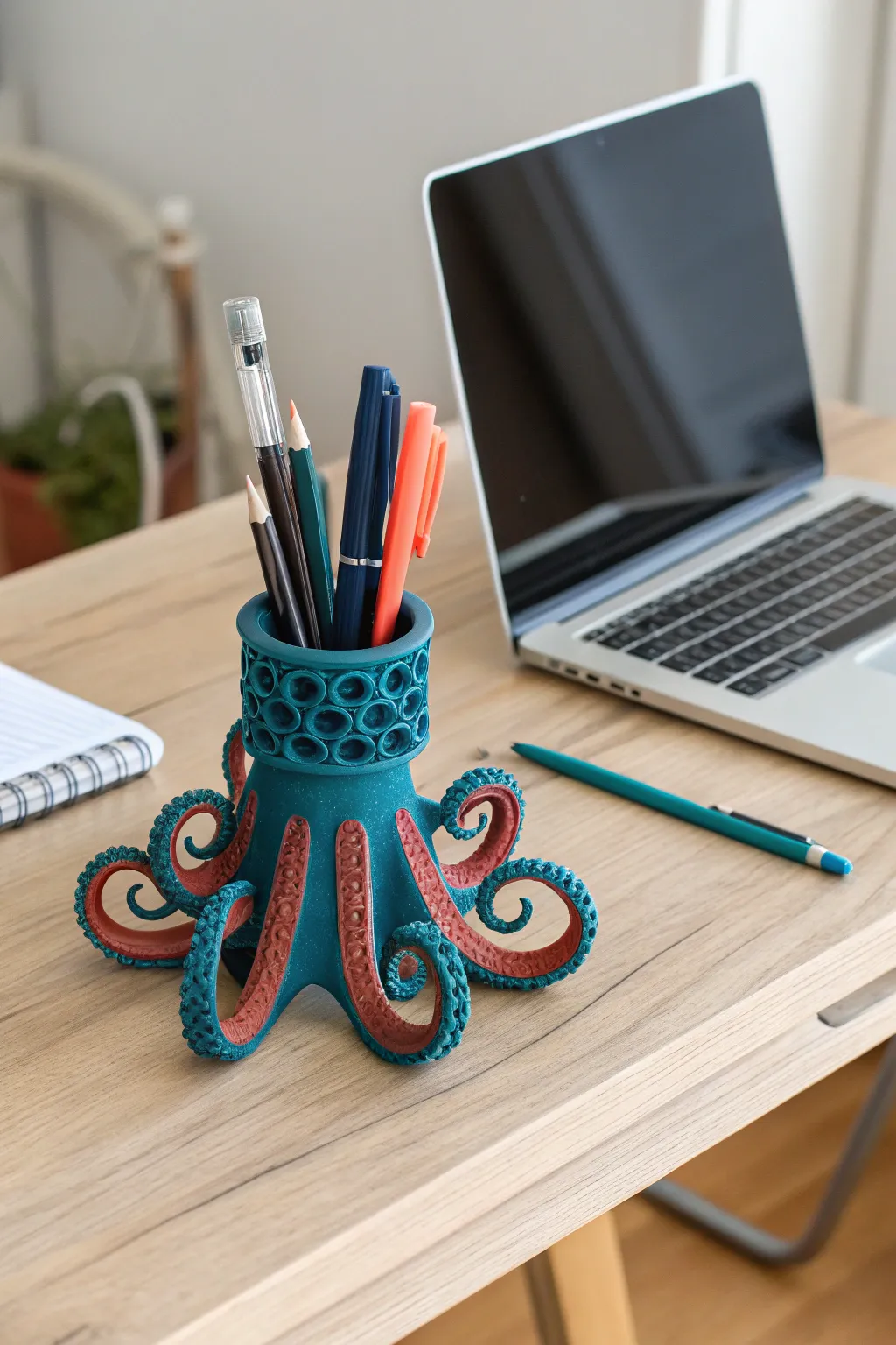 Add a splash of whimsy to your workspace with this charming octopus pen holder, where Scandinavian minimalism meets playful Boho flair.