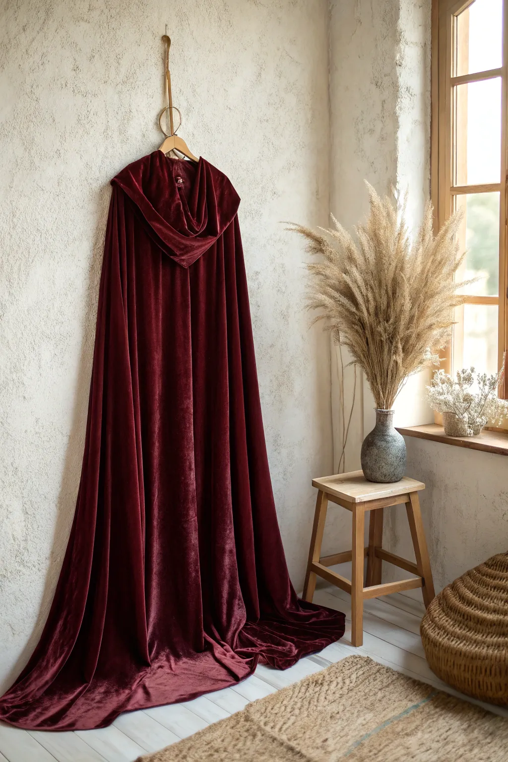 Add a touch of drama to your dark fairy costume with this luxurious flowing cape. Perfect for those who love Scandinavian simplicity with a boho twist.
