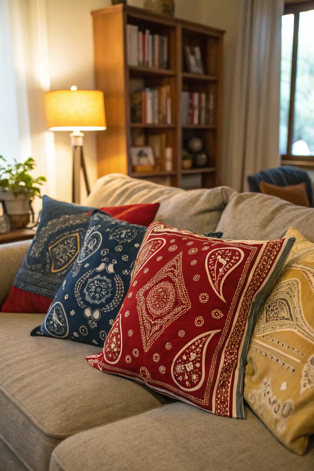 Refresh your space with DIY bandana pillow covers.