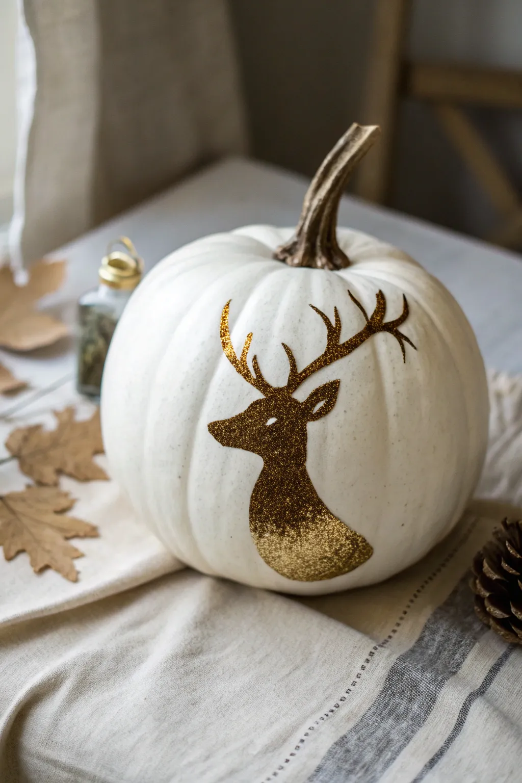 Add a touch of magic to your fall decor with glittering antlers.
