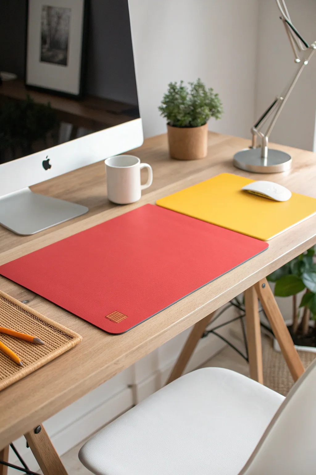 Energize your workspace with a vibrant desk pad that adds a bold splash of color and creativity to your day.