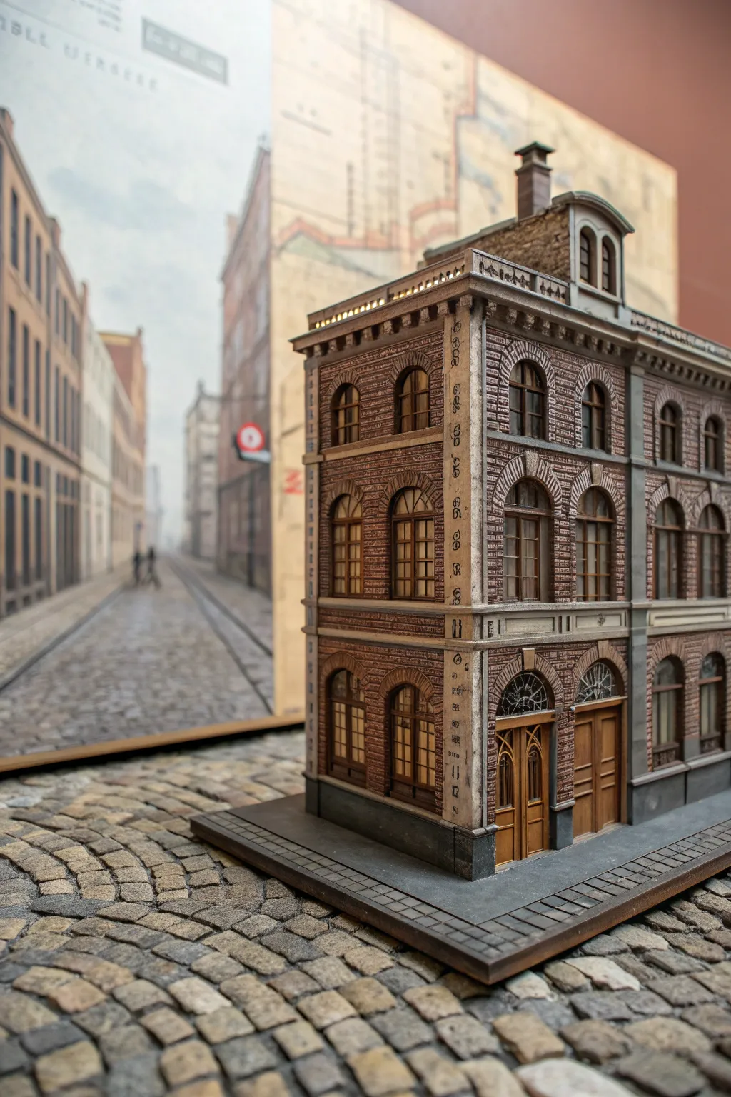 Step into the past with this enchanting historical cityscape diorama, where craftsmanship meets timeless elegance.