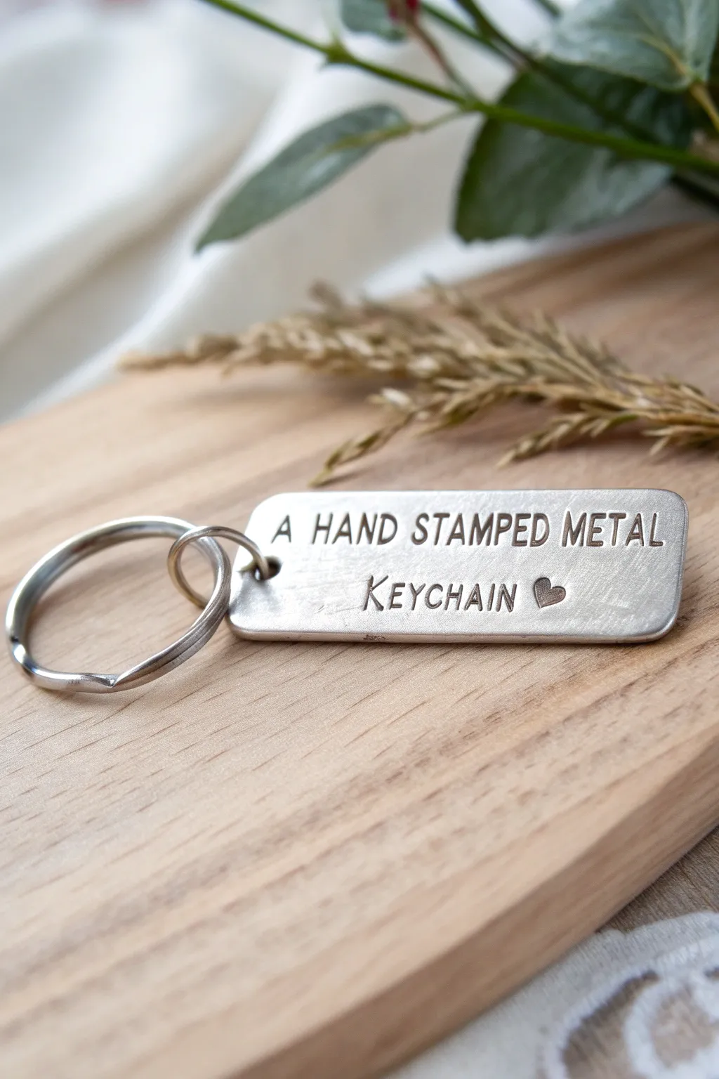 Craft love into every detail with a personalized hand-stamped keychain.