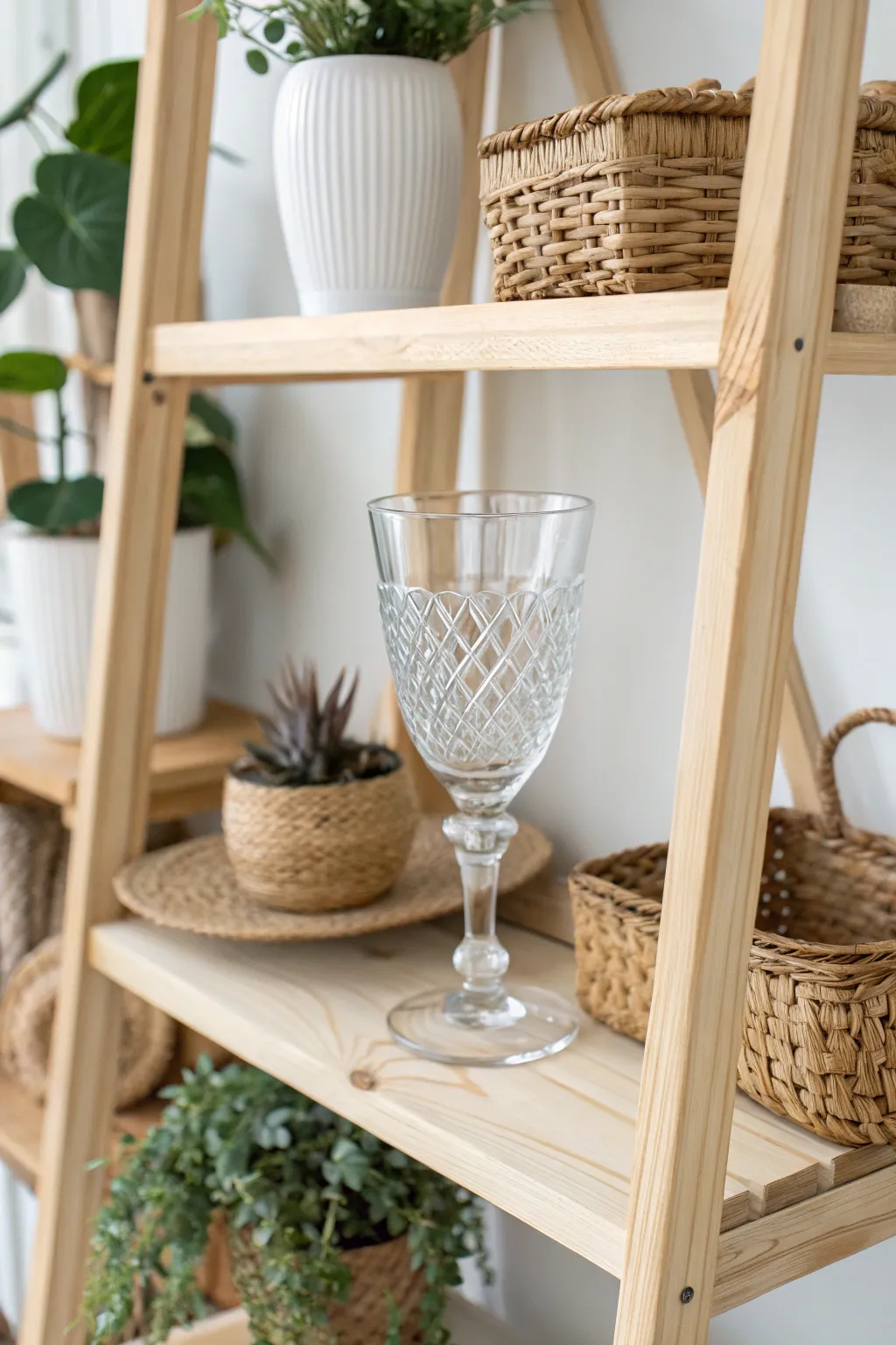 Add a touch of elegance to your kitchen with a stunning glassware showcase.