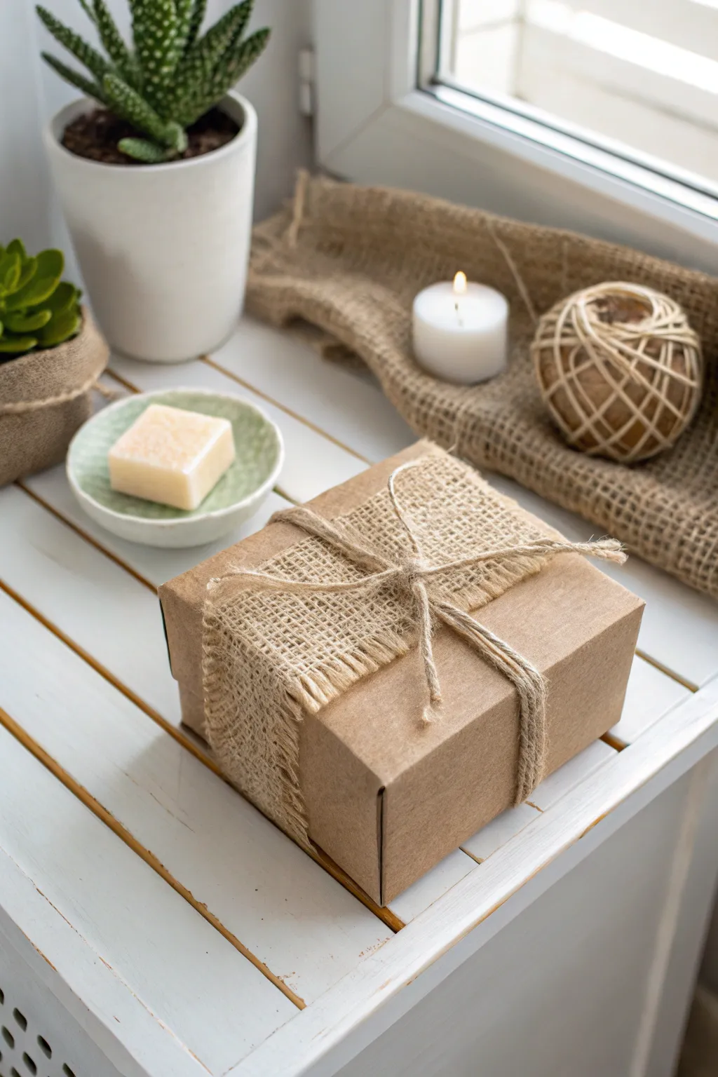 Elevate your bathroom's charm with this DIY burlap storage box – where rustic meets elegance.