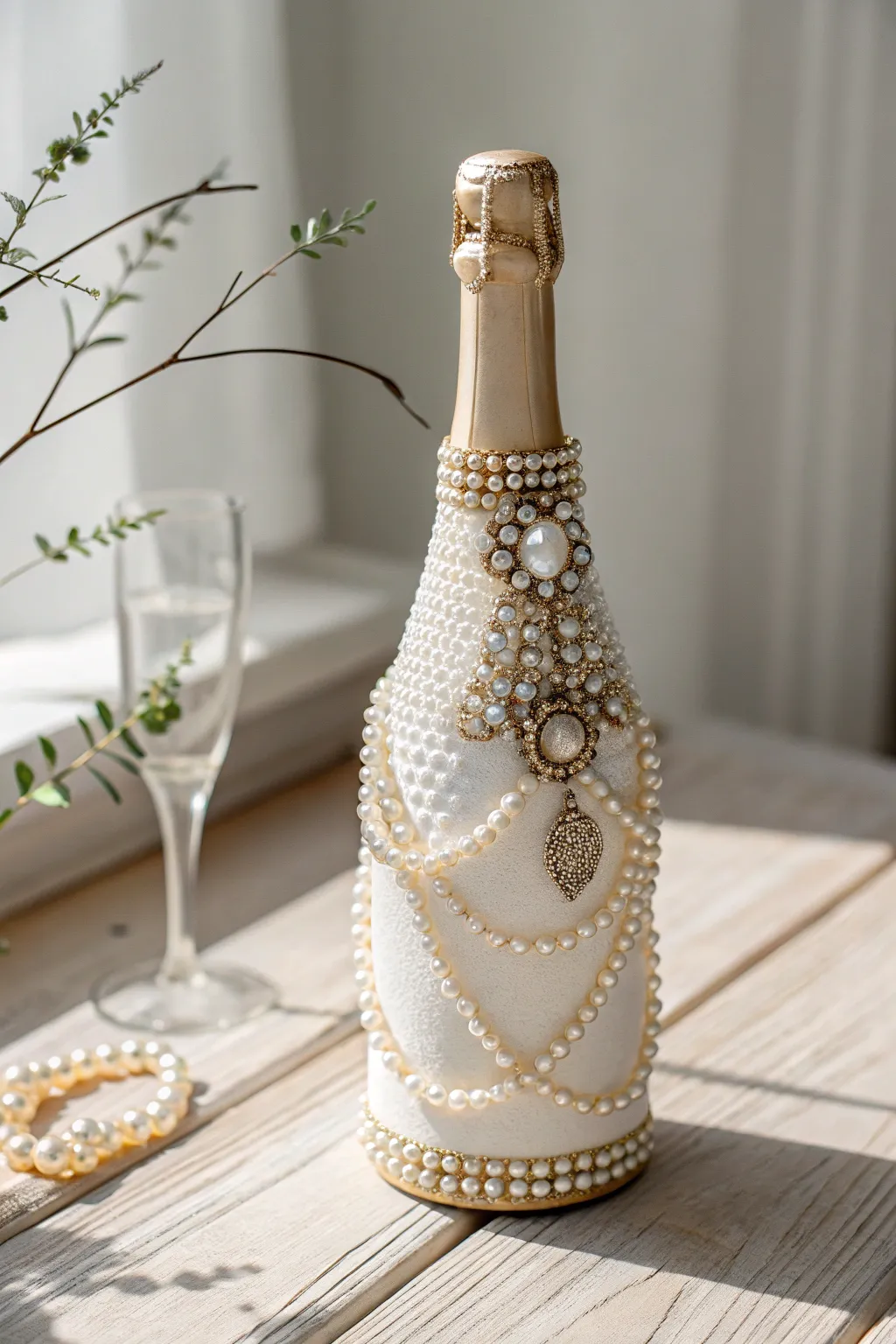 Elevate your celebrations with a touch of elegance: DIY Jewel-Embellished Champagne Bottles.