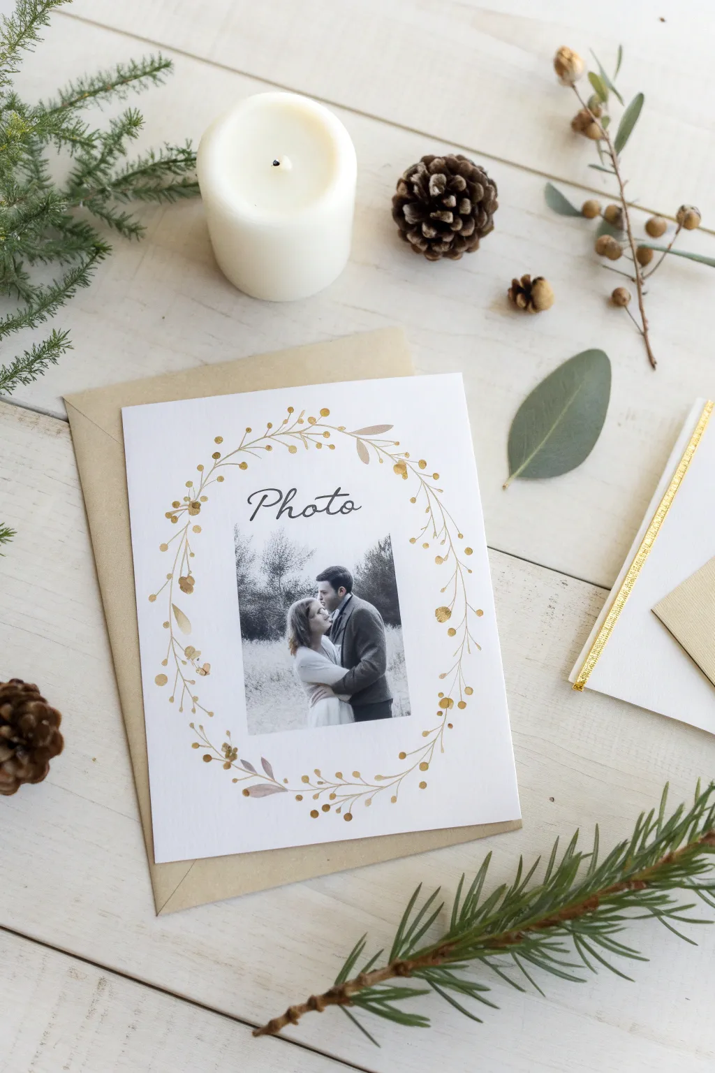 Capture the magic of the season with a heartfelt, handcrafted photo card.