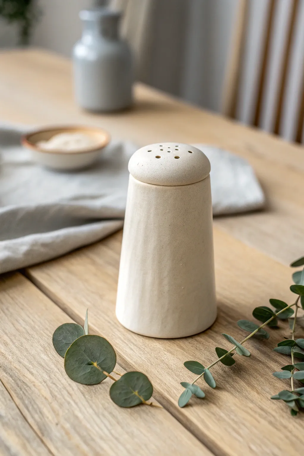 Elevate your table setting with this minimalist clay salt shaker, where simplicity meets elegance.