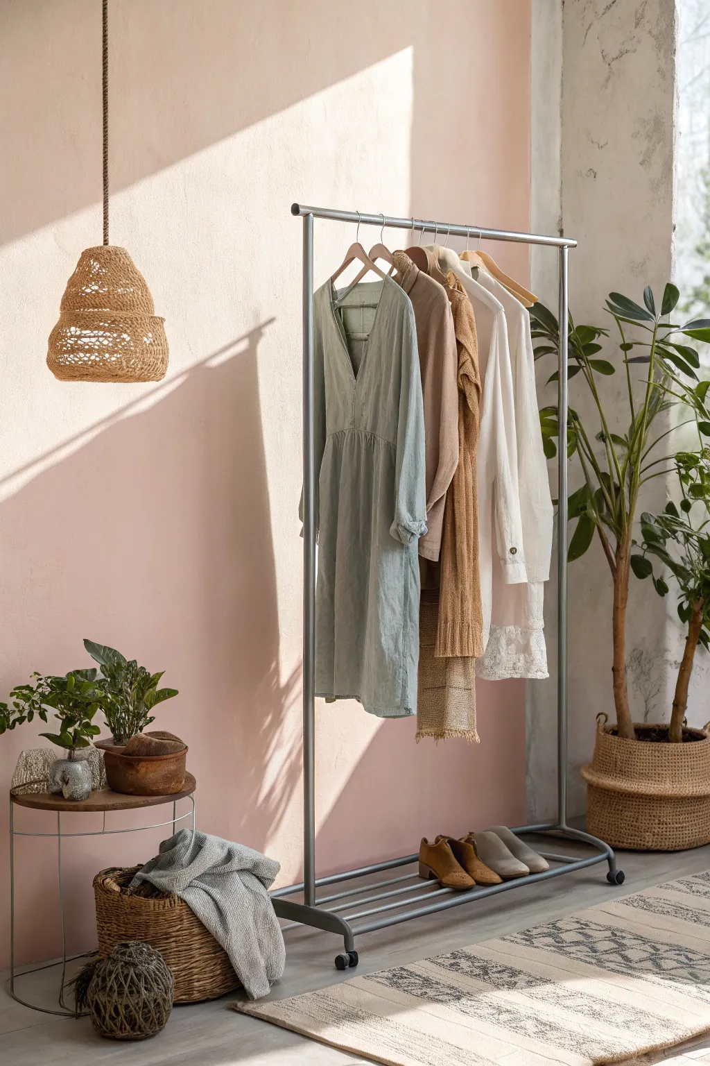 Elevate your yard sale with a chic, adjustable metal rack—where minimalism meets versatility!