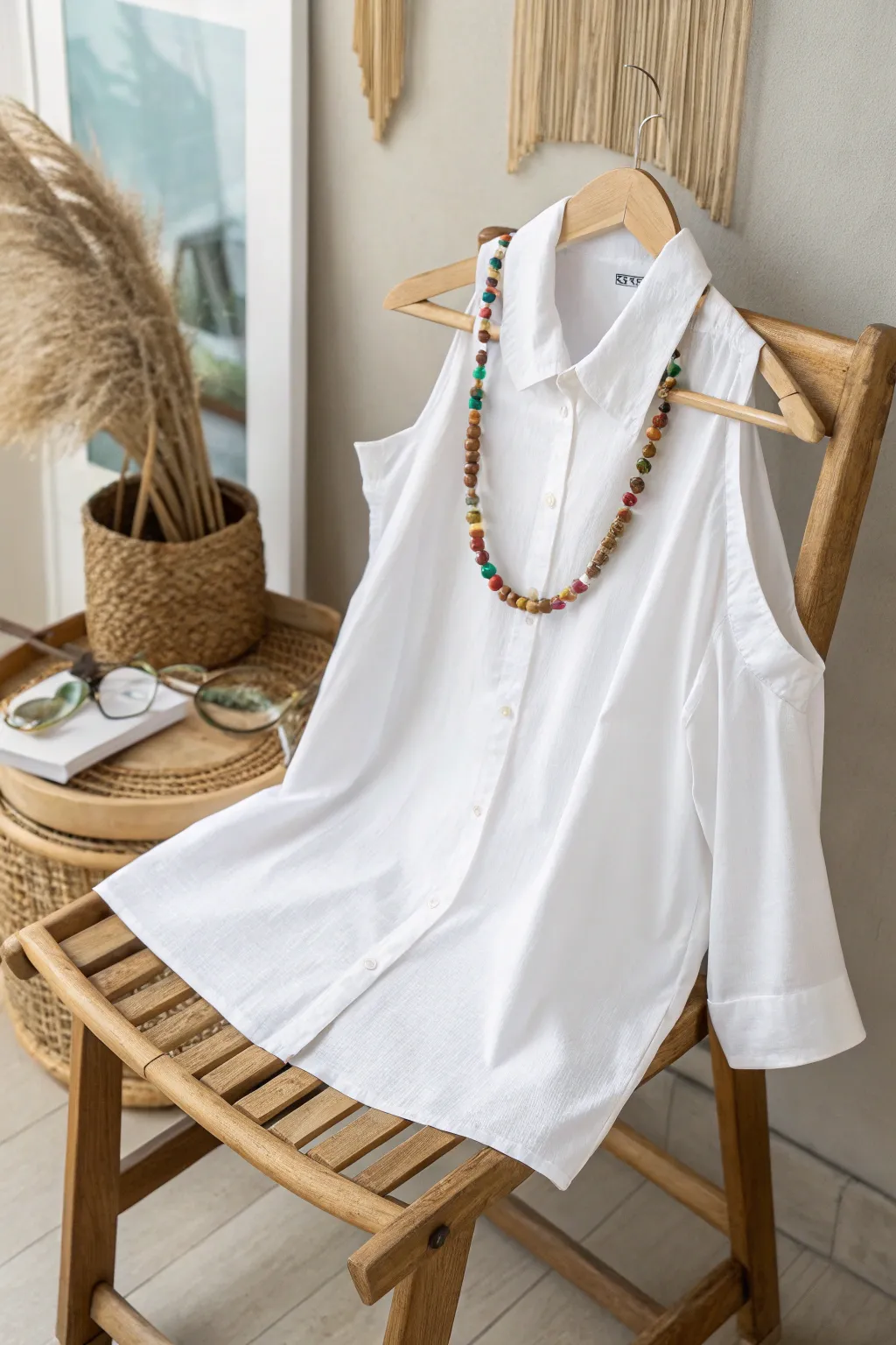 Embrace effortless style with a chic cold shoulder shirt—perfectly paired with a statement necklace for that boho touch.