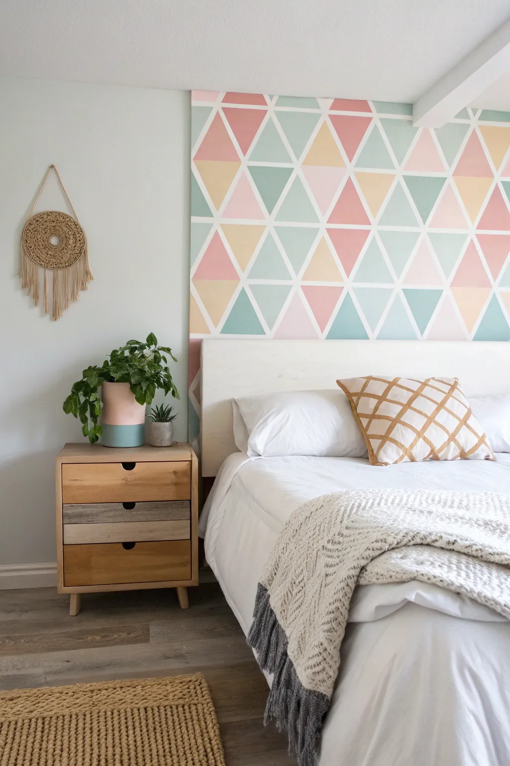 Transform your dorm with a stunning removable wallpaper headboard – bold patterns, no commitment!