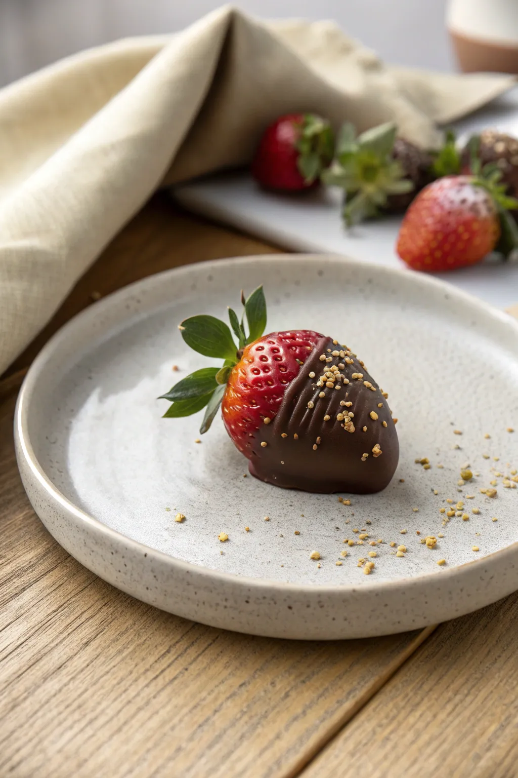 Indulge in the simple elegance of chocolate-dipped strawberries, where minimalism meets a touch of boho luxury.