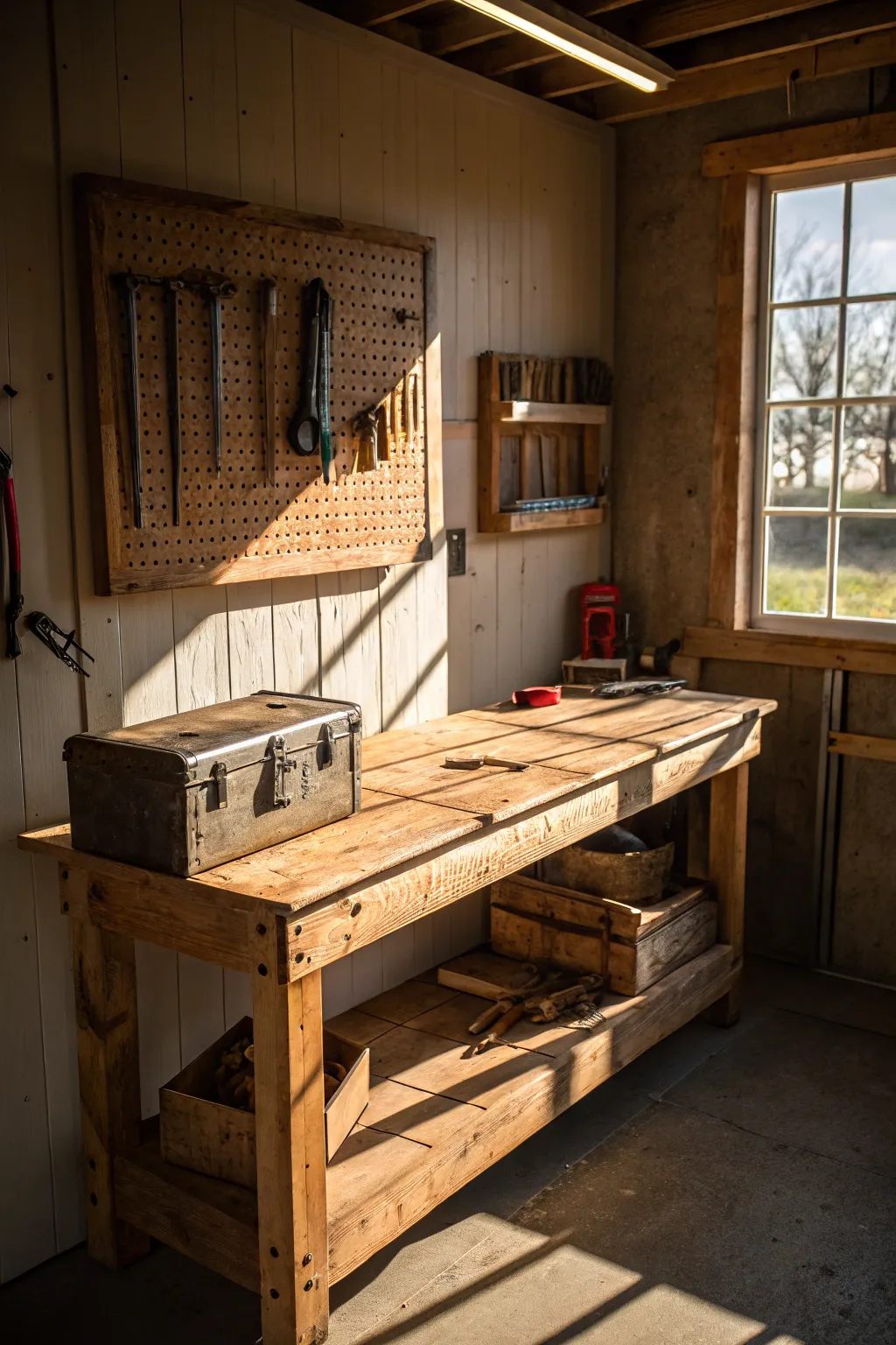 Transform your garage workshop with the magic of natural light. See how a simple window can elevate your creative space.