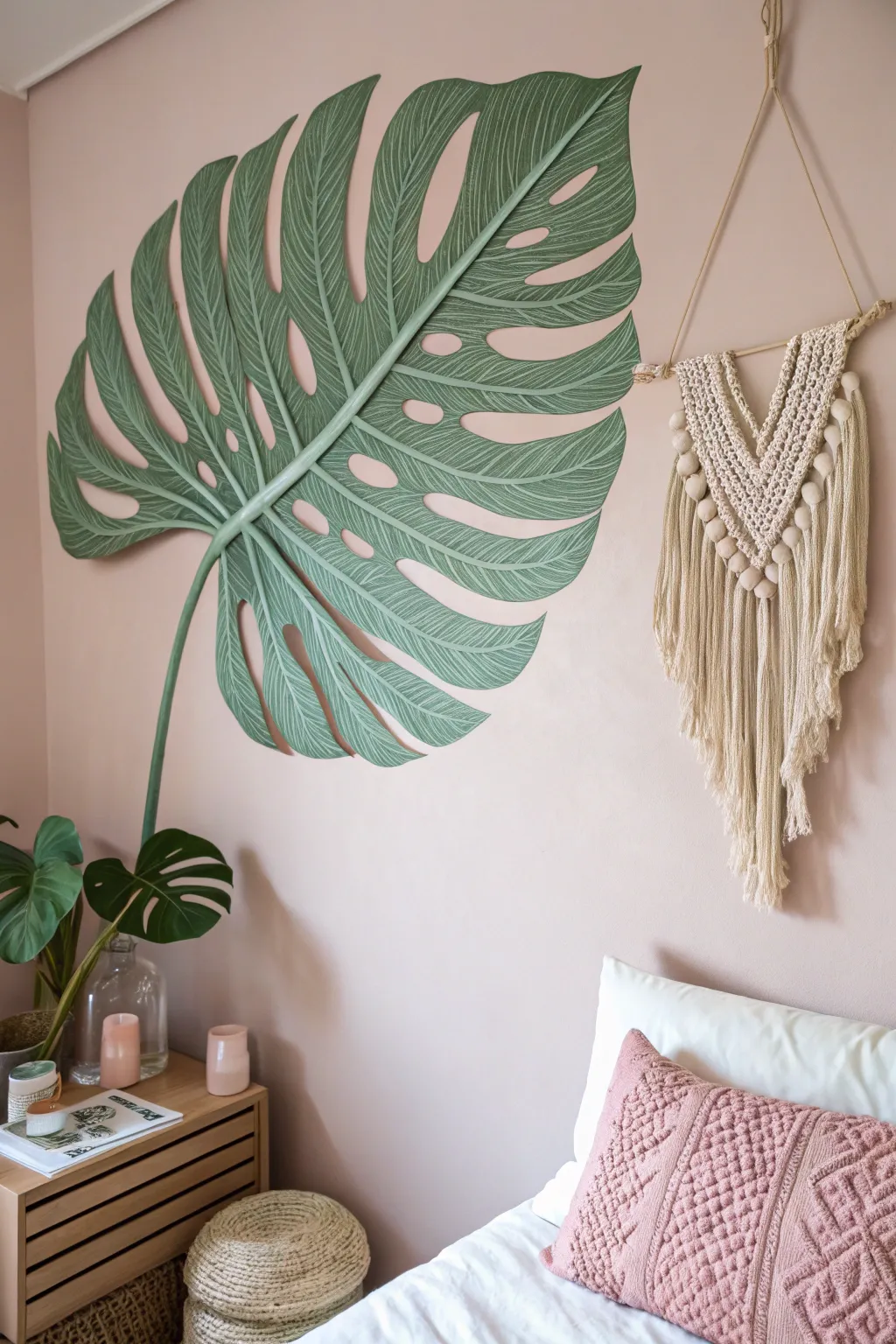 Bring the tranquility of nature indoors with elegant leaf wall decals for a serene and stylish girl’s room makeover.