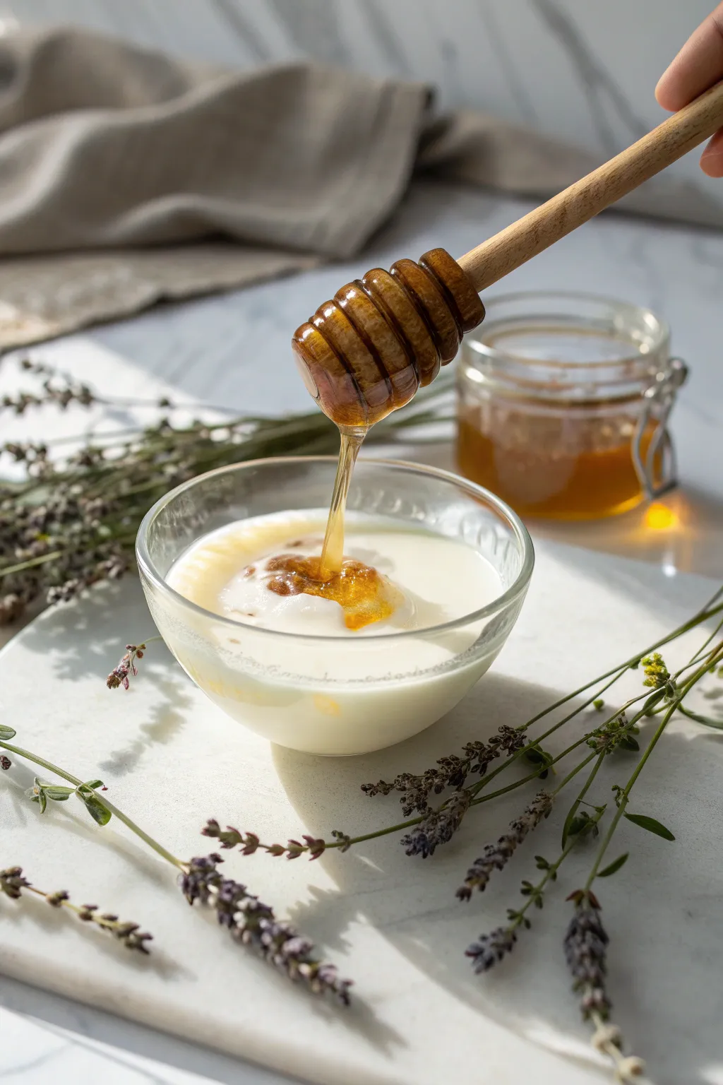 Indulge your hair in the nourishing embrace of milk and honey for a radiant transformation.