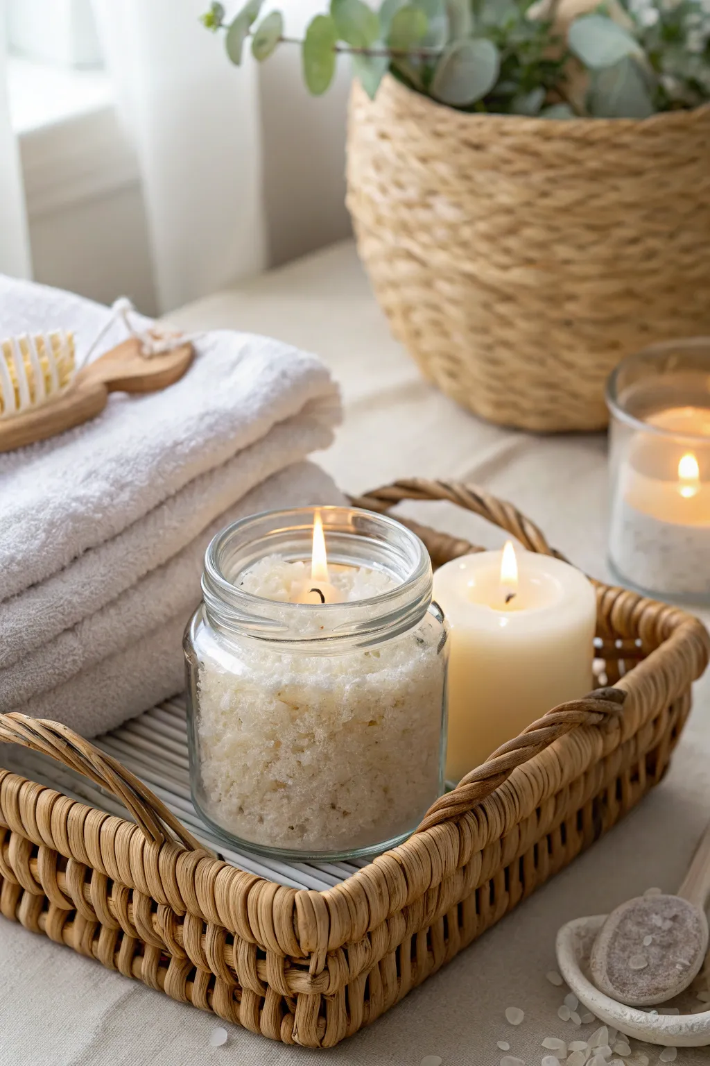 Indulge in tranquility with this minimalist Spa Day Basket, perfect for a warm housewarming gesture.