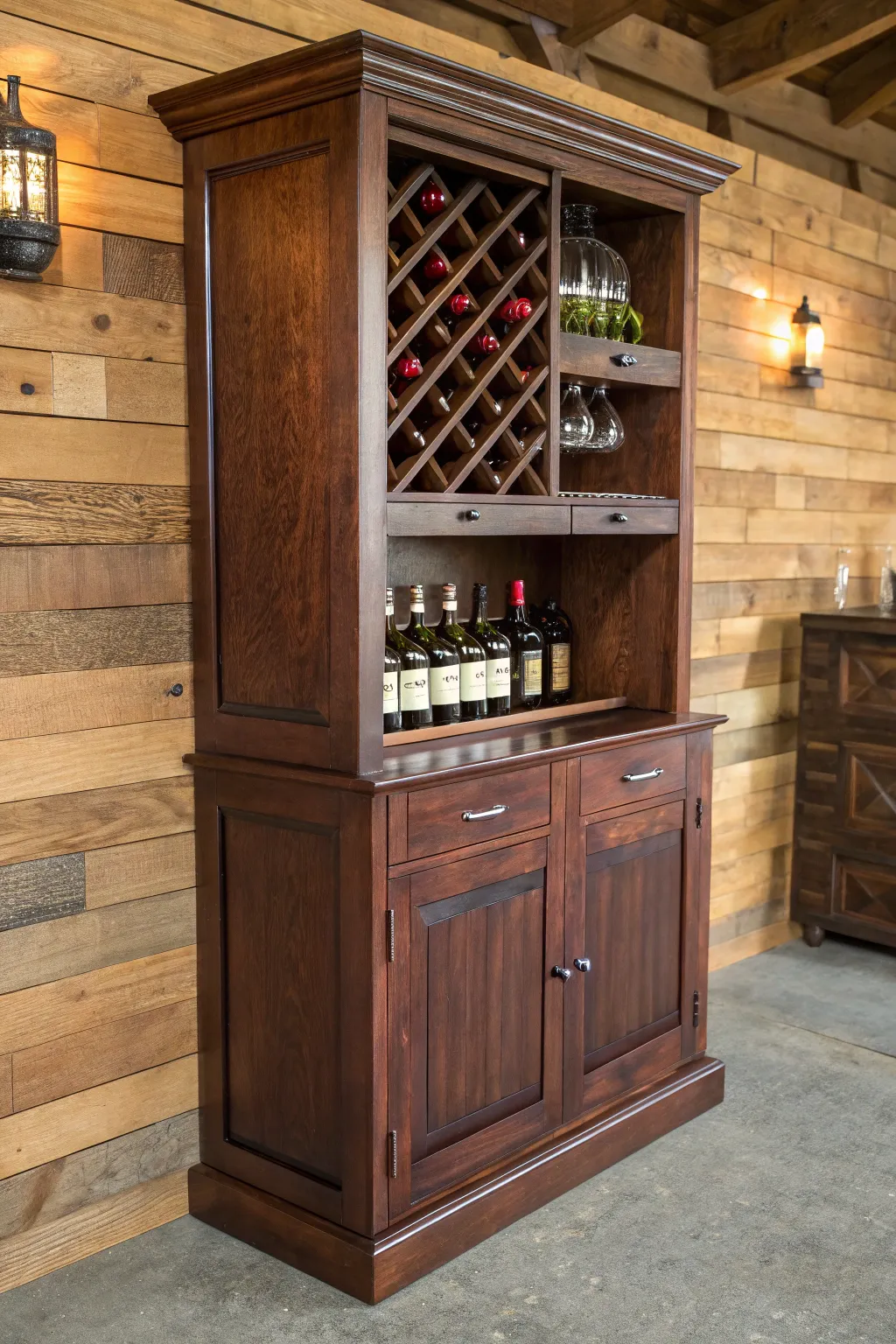 Elevate your space with a bespoke wine rack integration that combines functionality and timeless elegance.