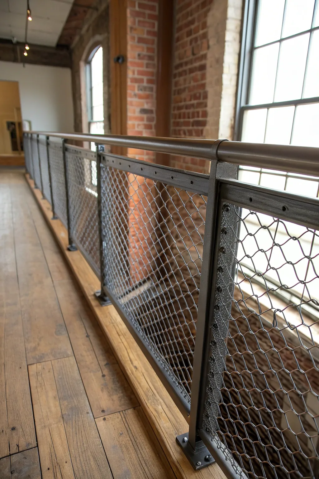 Elevate your loft with the sleek charm of wire mesh craftsmanship. #LoftDesign #IndustrialElegance
