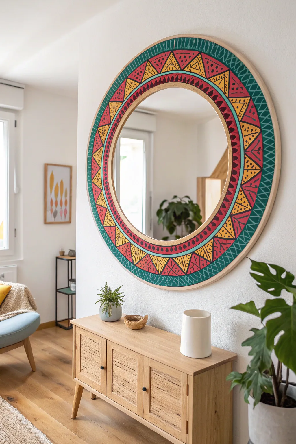 Transform your mirror into a masterpiece with vibrant washi tape—an effortless touch of Scandinavian flair with a boho twist!