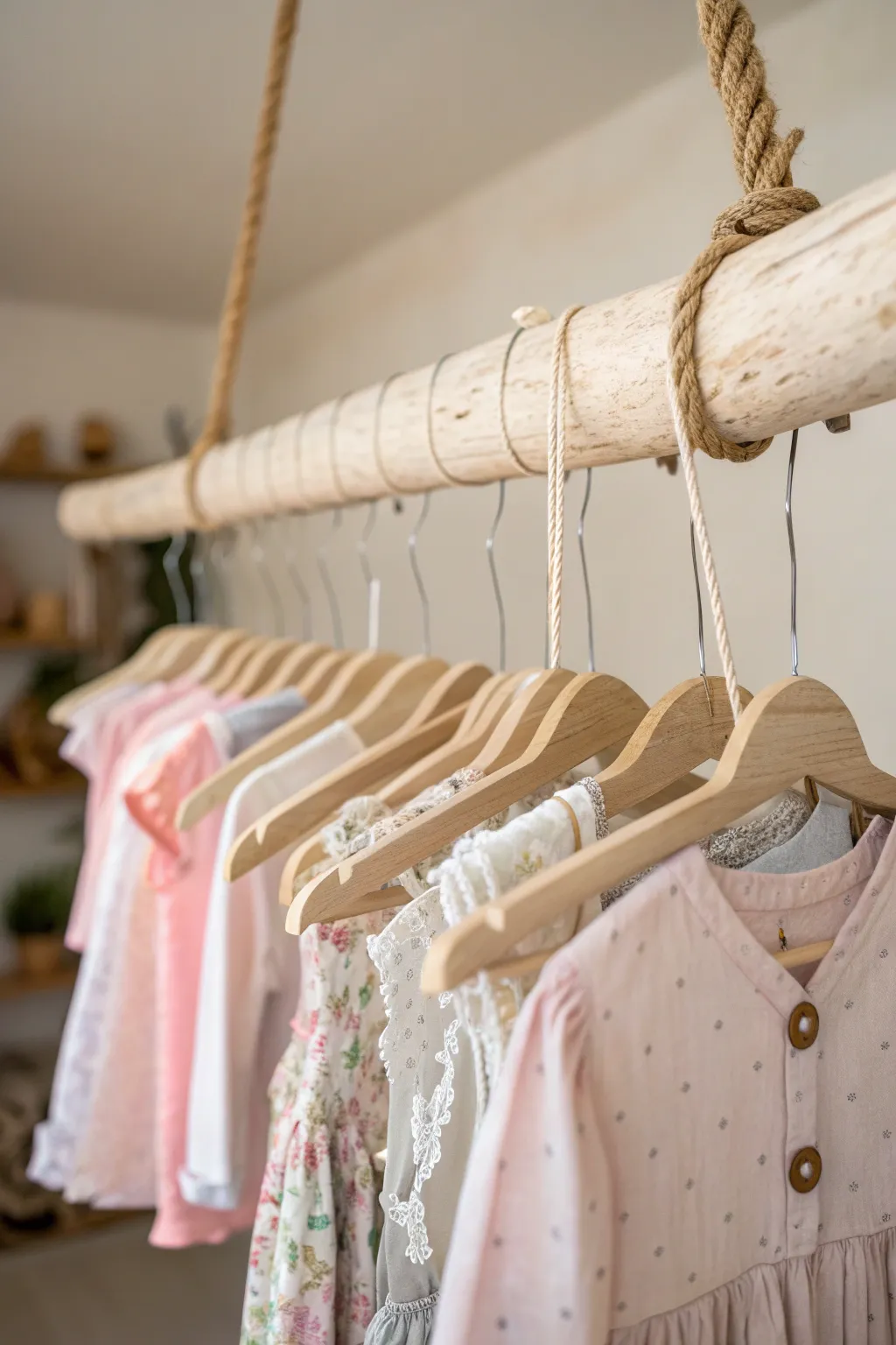 Transform your nursery with a charming DIY driftwood clothes rack that blends Scandinavian simplicity with Boho chic!