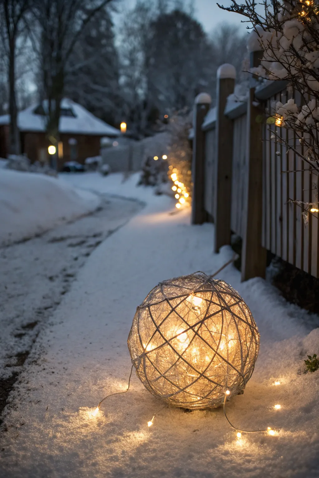 Create your own winter wonderland with DIY illuminated light balls, adding a touch of magic to your garden.