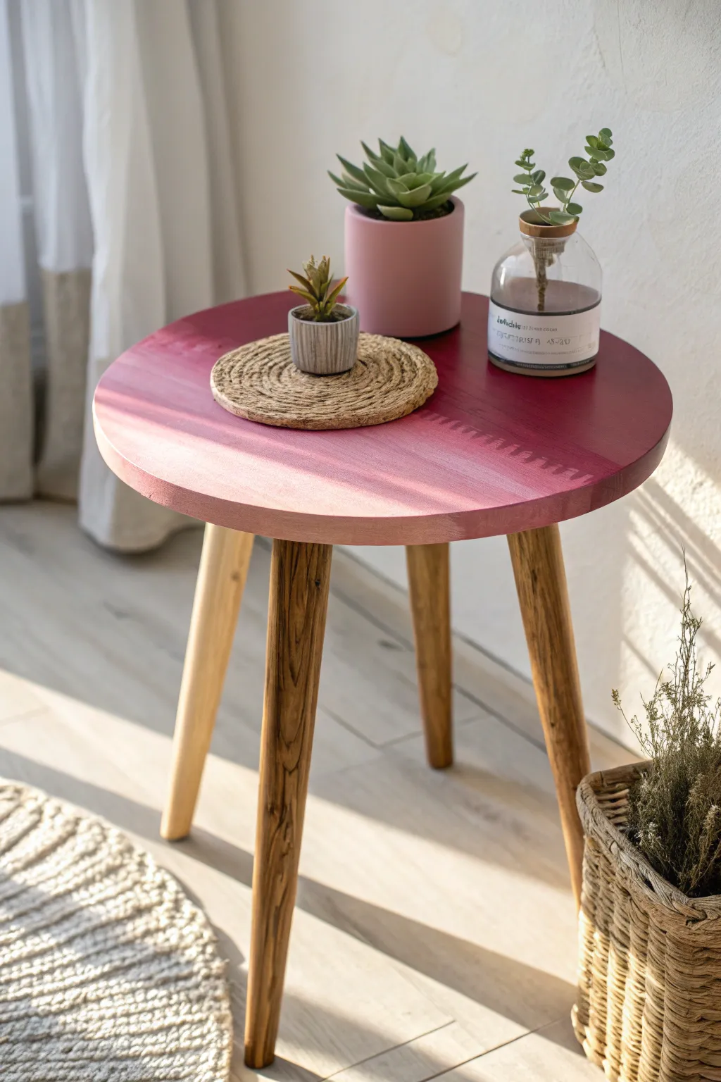 Transform your space with a chic ombre end table that blends minimalist elegance with boho flair. 🌿✨