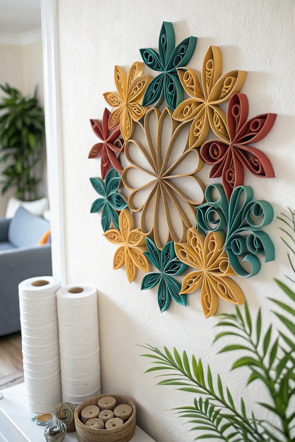 Transform paper rolls into stunning wall art with bold colors and minimalist charm—perfect for a chic, eco-friendly home upgrade!