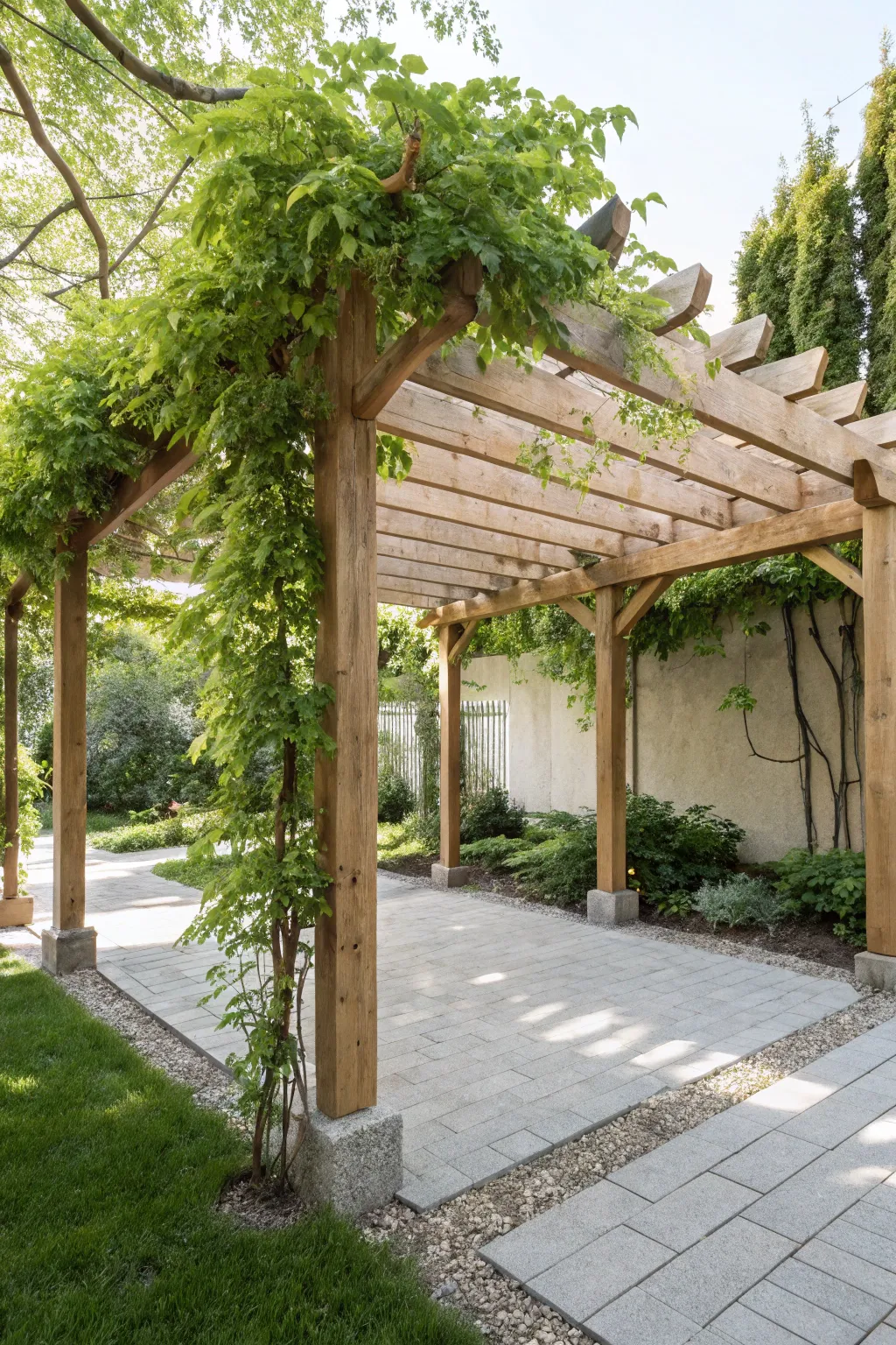 Find your serene escape under a vine-draped pergola.
