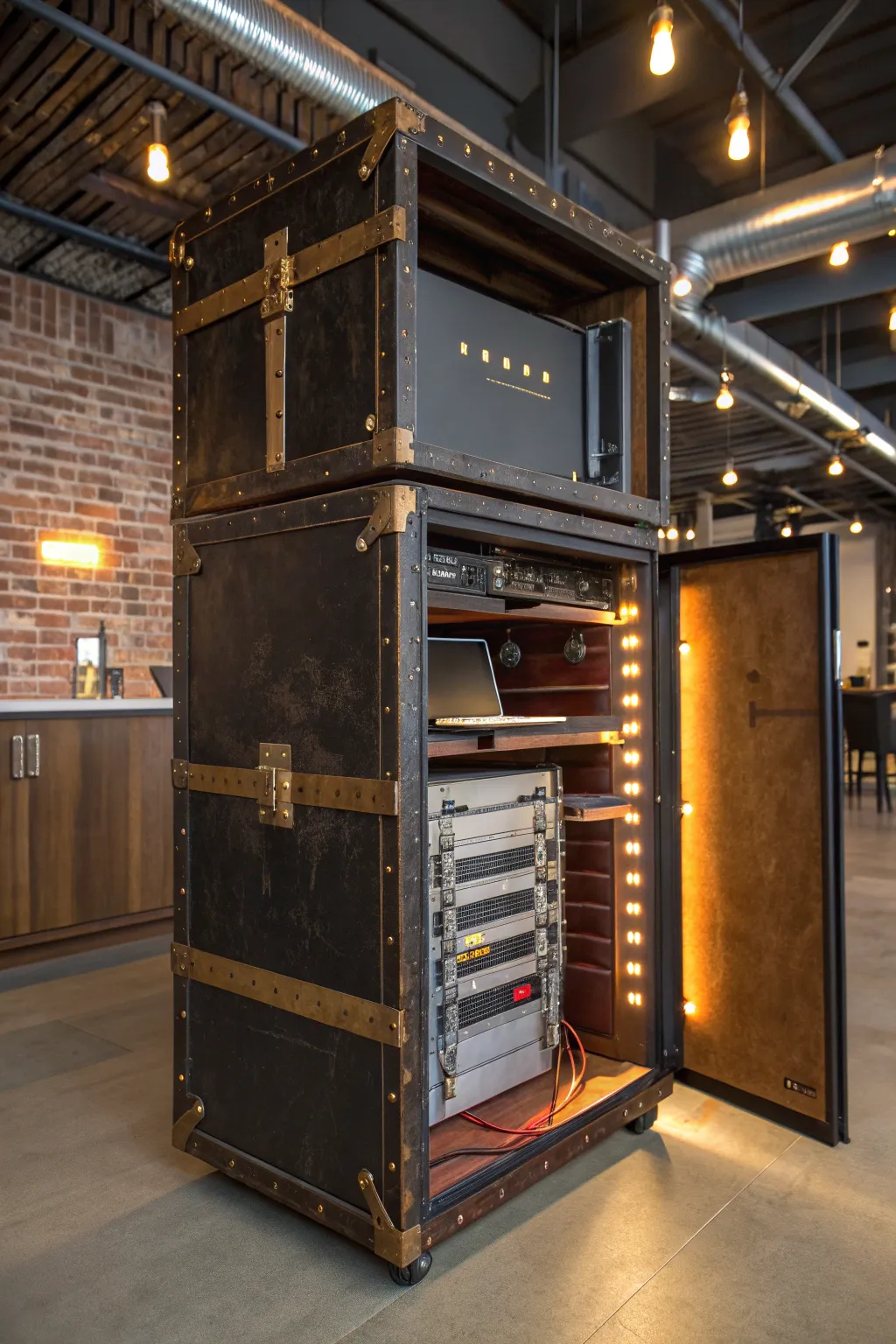 Transform nostalgia into functionality with this vintage trunk server rack—where old-world charm meets cutting-edge tech.