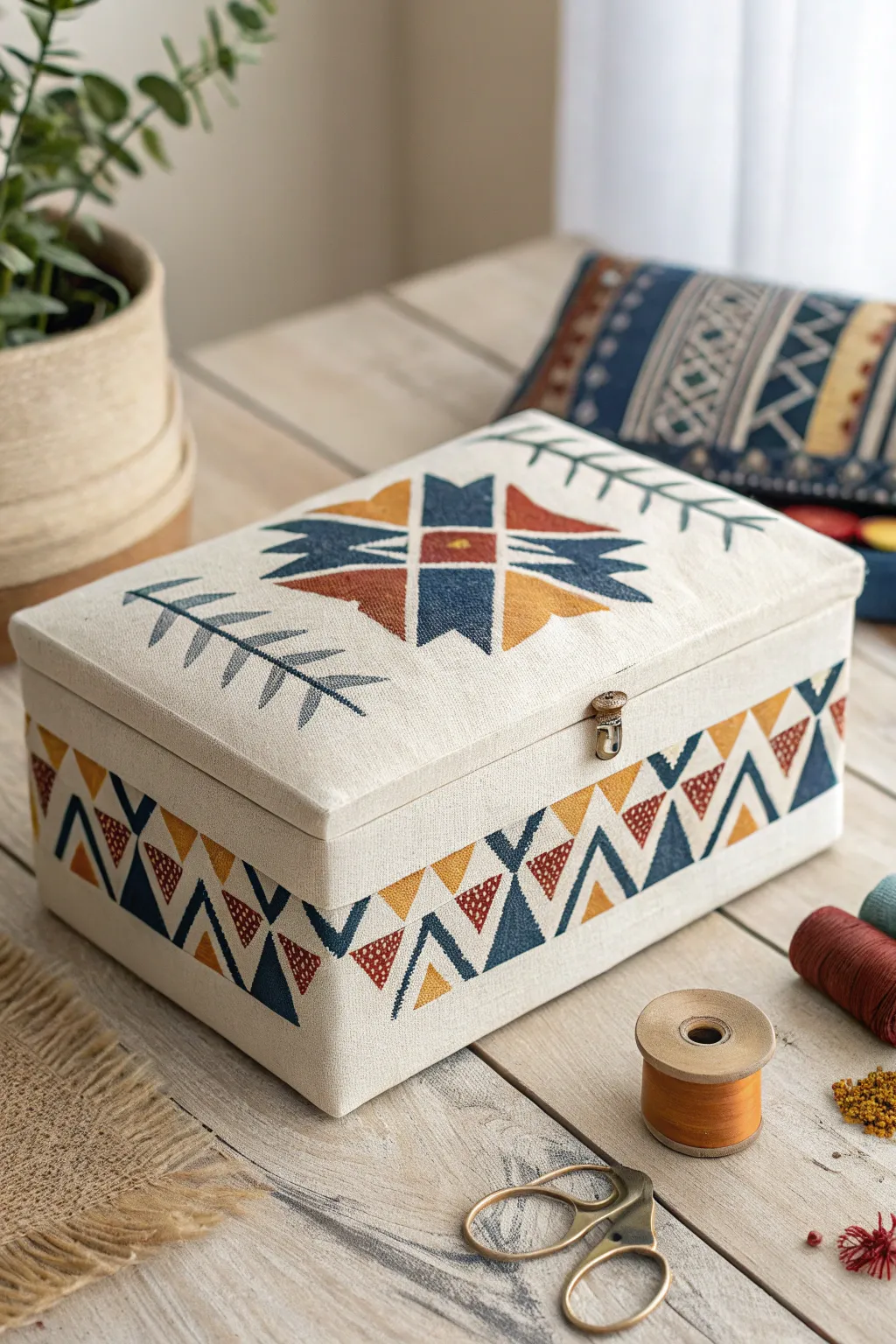 Transform your old shoe box into a chic sewing organizer with a touch of Boho charm!