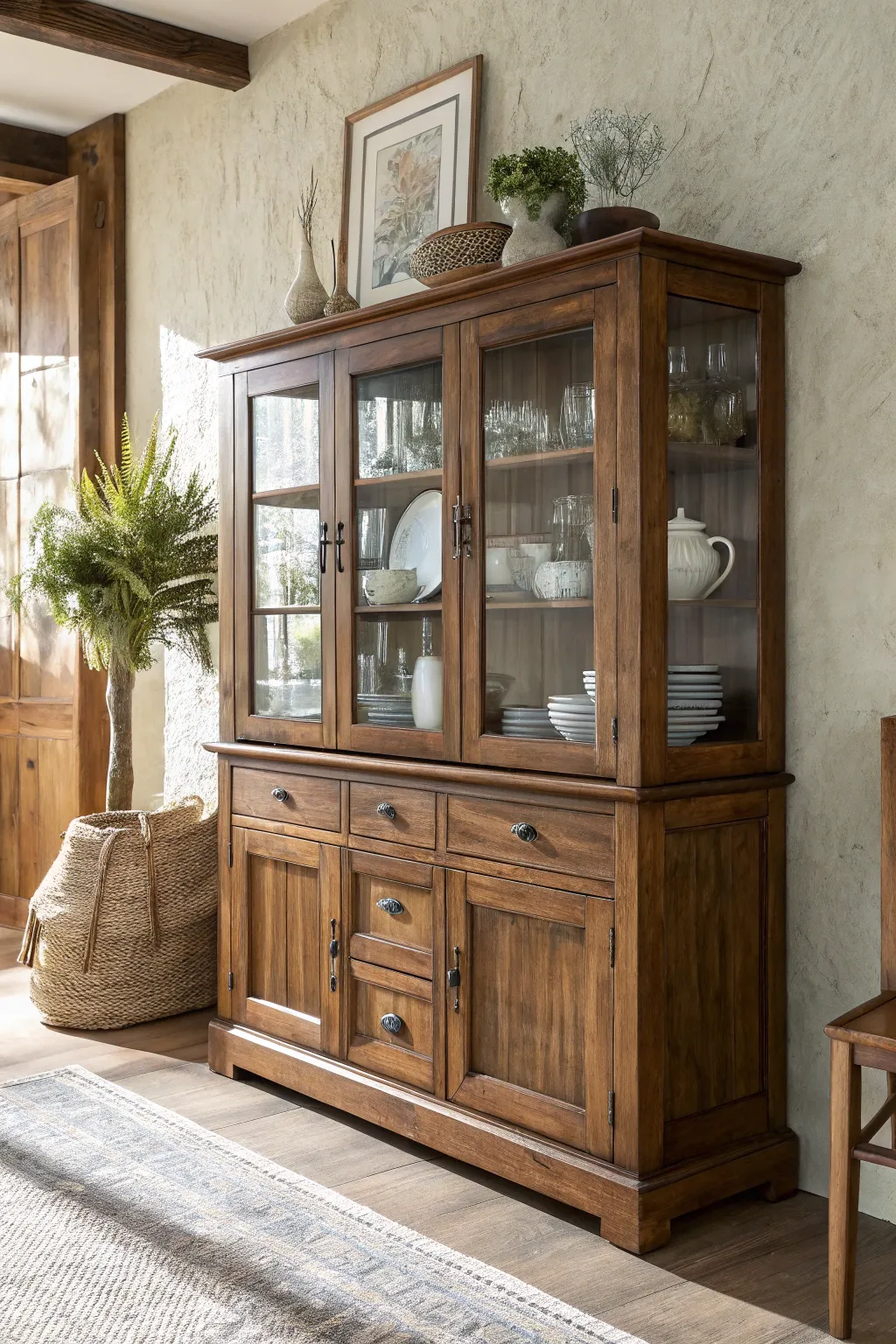 Elevate your space with a sideboard that beautifully blends function and style. #Craftsmanship #GlassDisplay