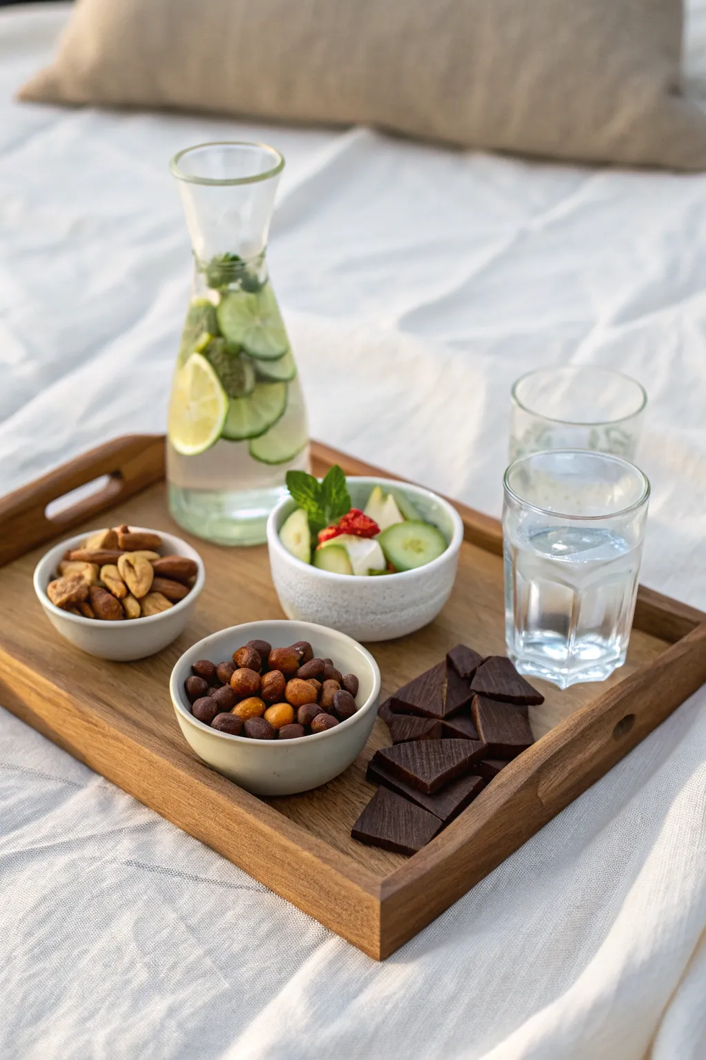 Elevate your sleepover with a chic and minimalist snack station that delights all senses. #ScandiBoho #SleepoverStyle