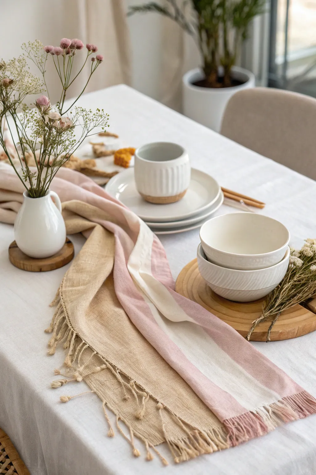 Transform your table with a touch of elegance using layered scarves for a unique, boho-chic look.